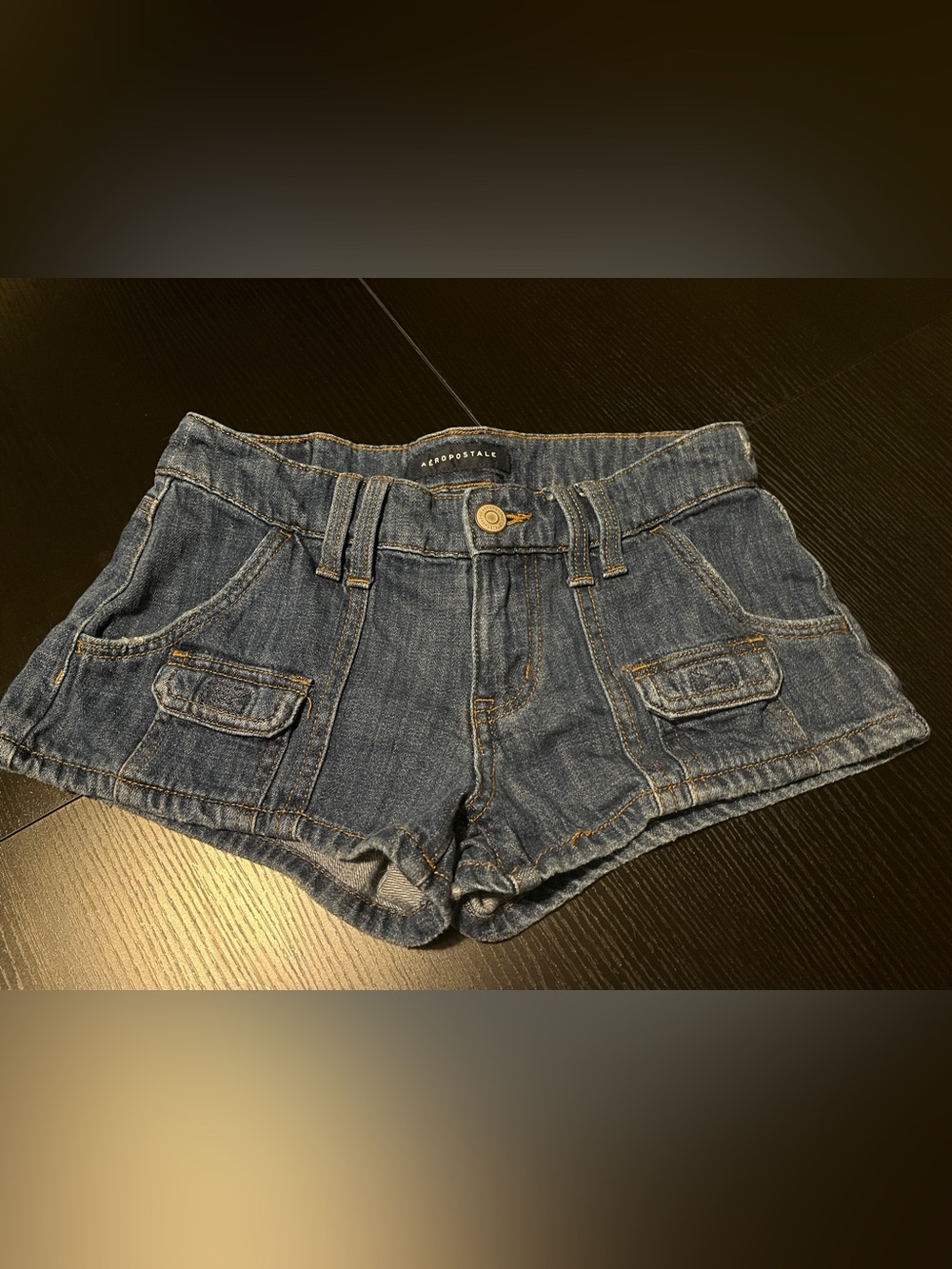 Aeropostale Dark Blue Denim Cargo Pocket Women's Shorts